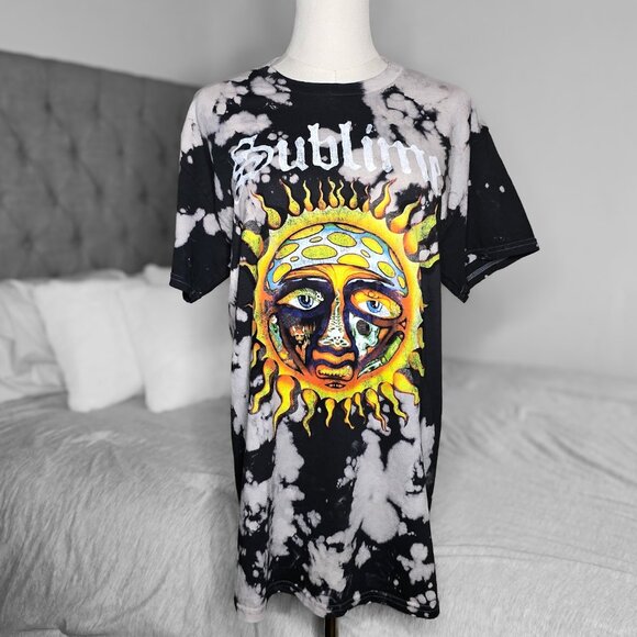 NWOT Sublime Black & White Acid Wash Short Sleeve Unisex Graphic Band Tee Shirt - Picture 5 of 9